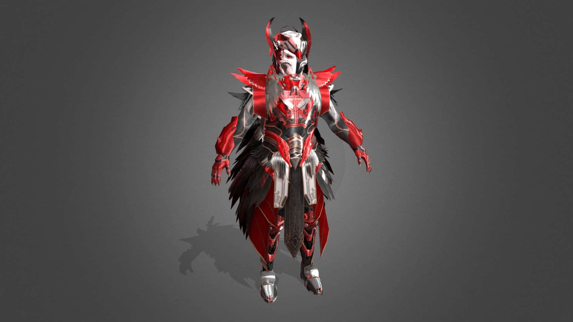 Blood Raven X Suit, armored warrior, red and silver plating, Full HD Desktop Wallpaper