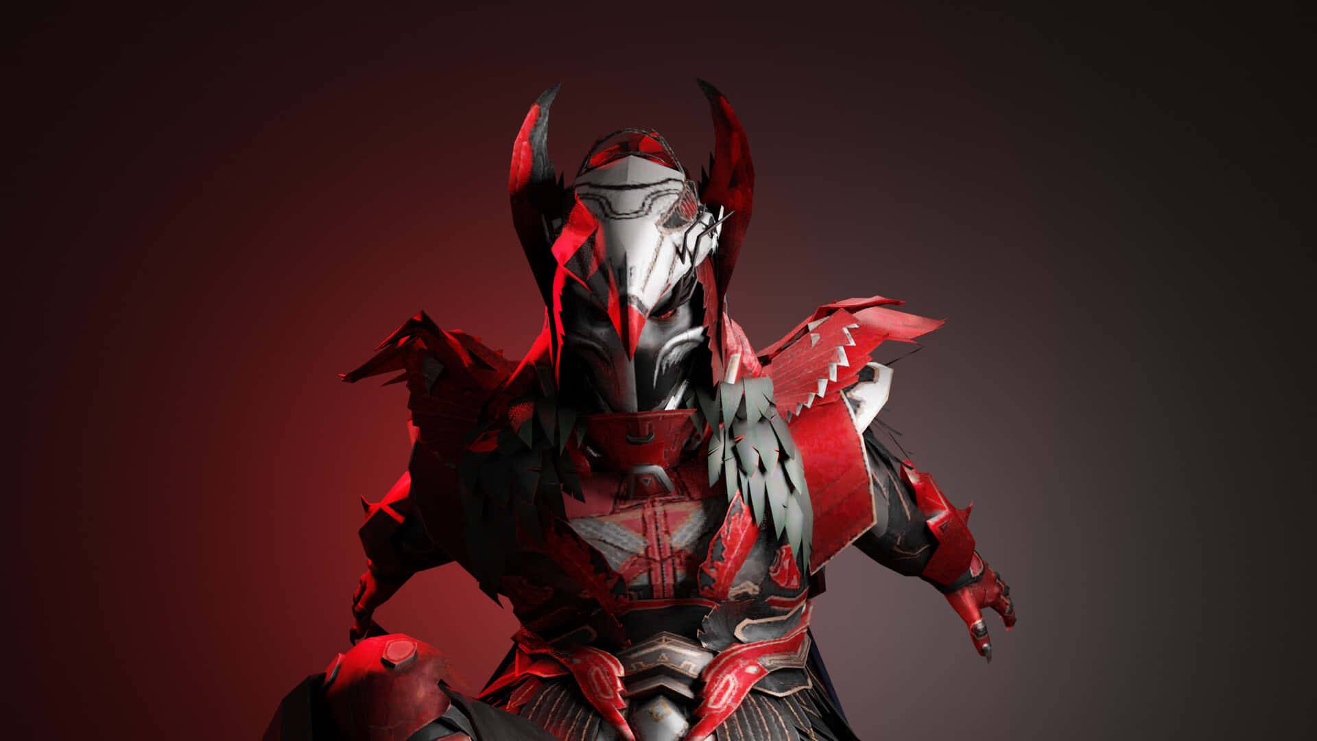 Blood Raven X Suit, P U B G, red horns, Full HD Desktop Wallpaper