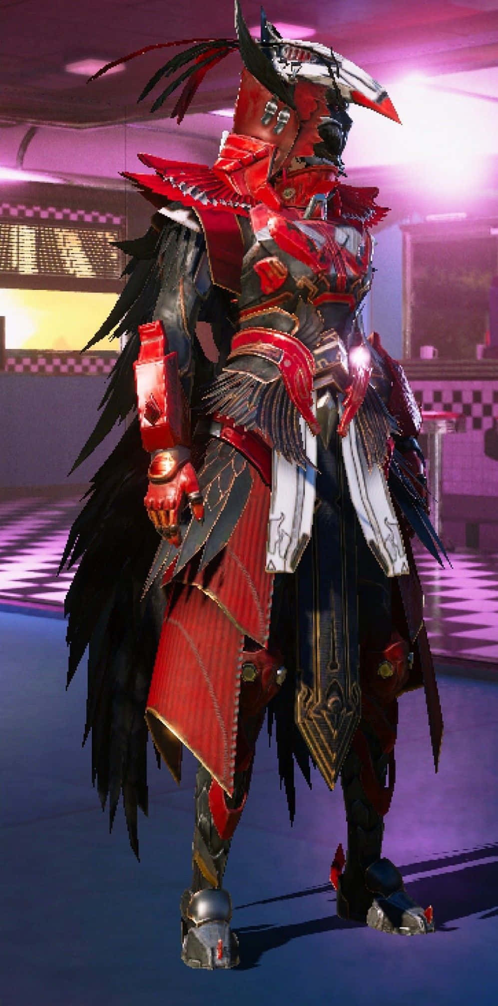 Blood Raven X Suit, red and black armor, feathered wings, Full HD Phone Wallpaper