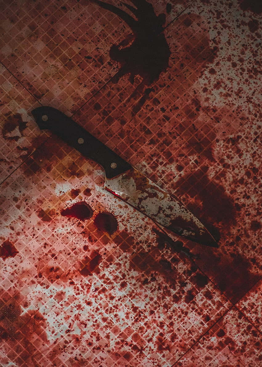 Blood Aesthetic, knife, tiled floor, SD Phone Wallpaper