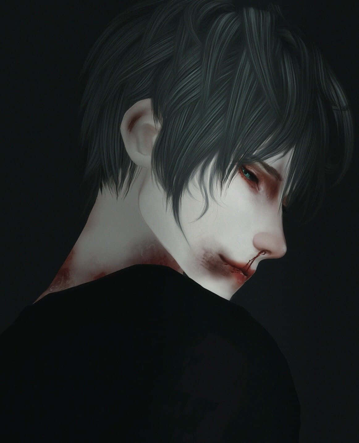 horror anime boy, pale anime boy, dark hair, HD Phone Wallpaper