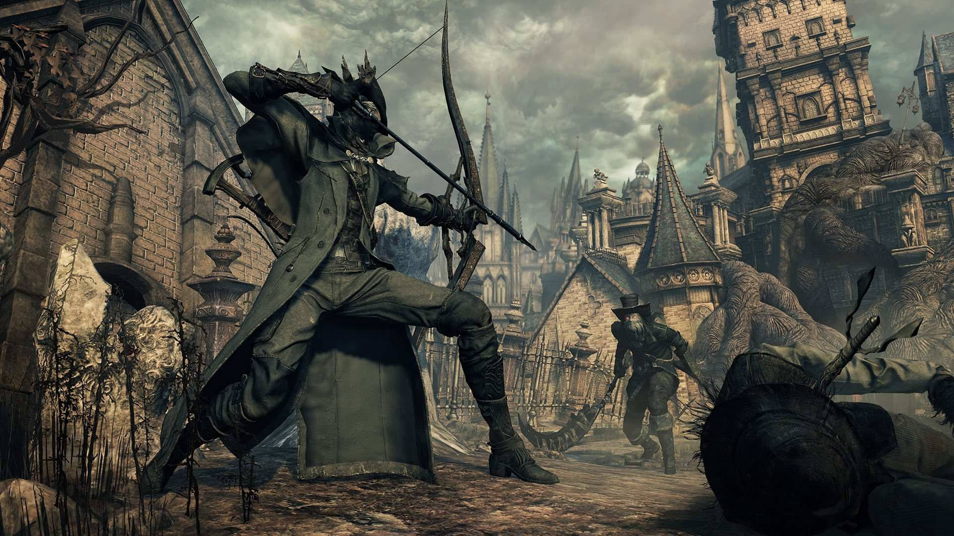 Bloodborne, hooded archer, dark coat, Full HD Desktop Wallpaper