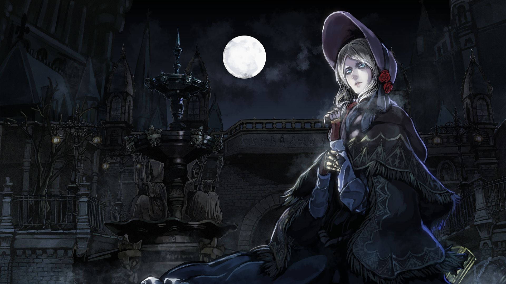 Bloodborne, pale woman, dark Victorian cloak, Full HD Desktop Wallpaper