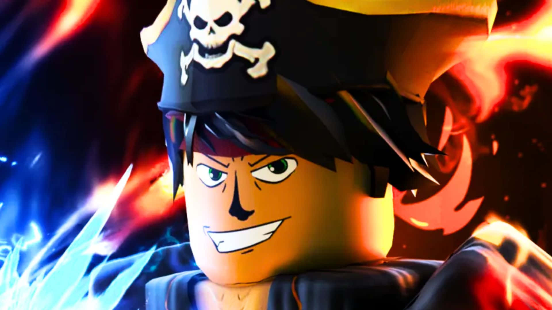 Blox Fruits, anime pirate, skull hat, Full HD Desktop Wallpaper