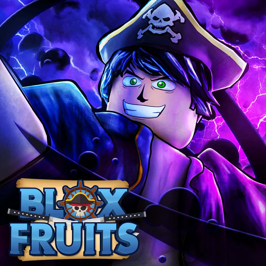 Blox Fruits, pirate character, blue hair, SD Desktop Wallpaper