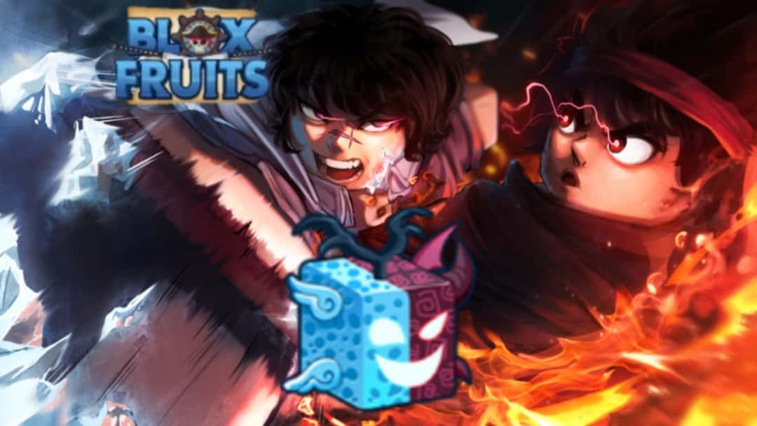 Blox Fruits, ice vs fire battle, anime characters, SD Desktop Wallpaper