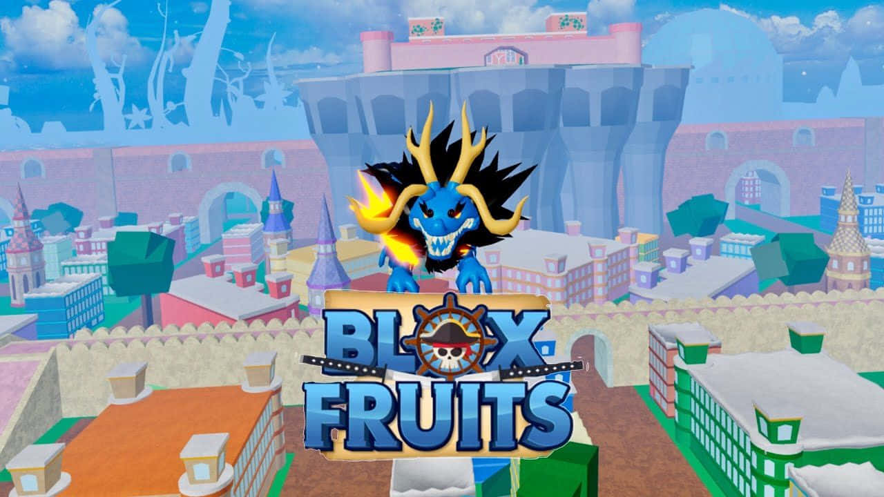 Blox Fruits, blue dragon, yellow horns, HD Desktop Wallpaper