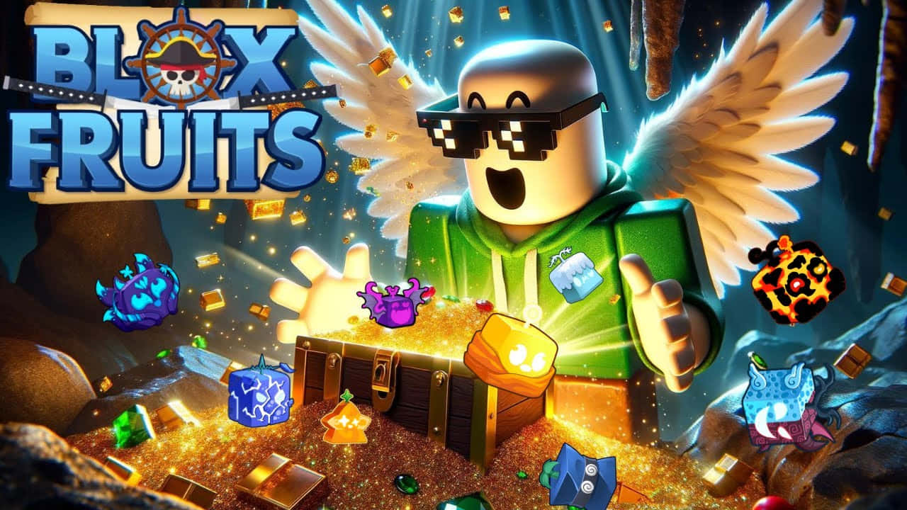 Blox Fruits, treasure chest, glowing loot, HD Desktop Wallpaper