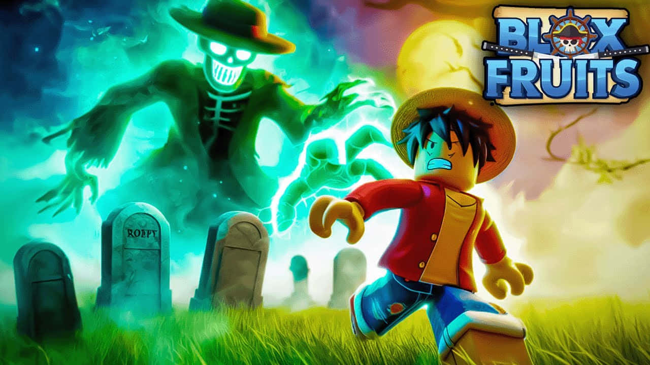 Blox Fruits, blocky anime character, glowing green ghost, HD Desktop Wallpaper