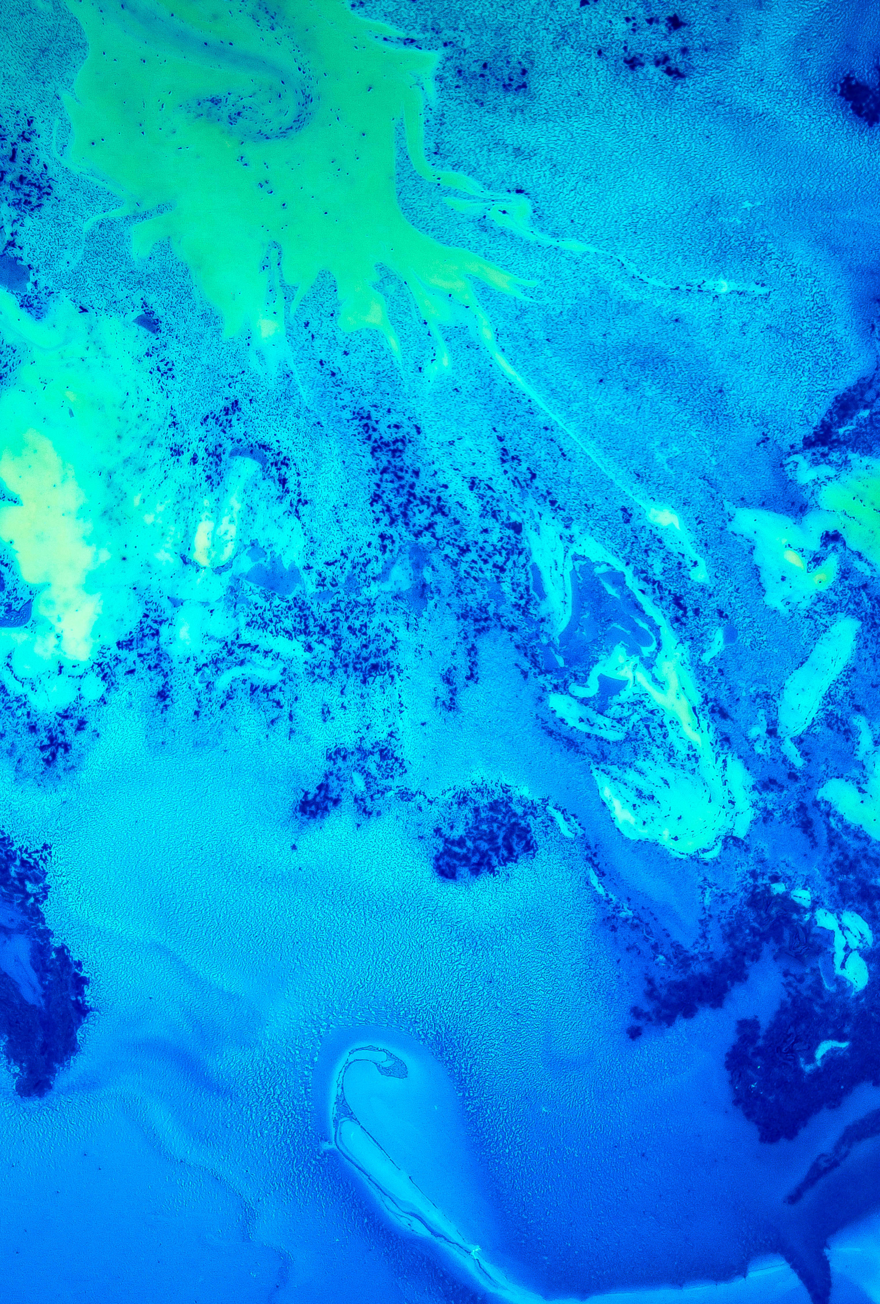 blue fluid painting, abstract art, swirling blues, 4K Phone Wallpaper