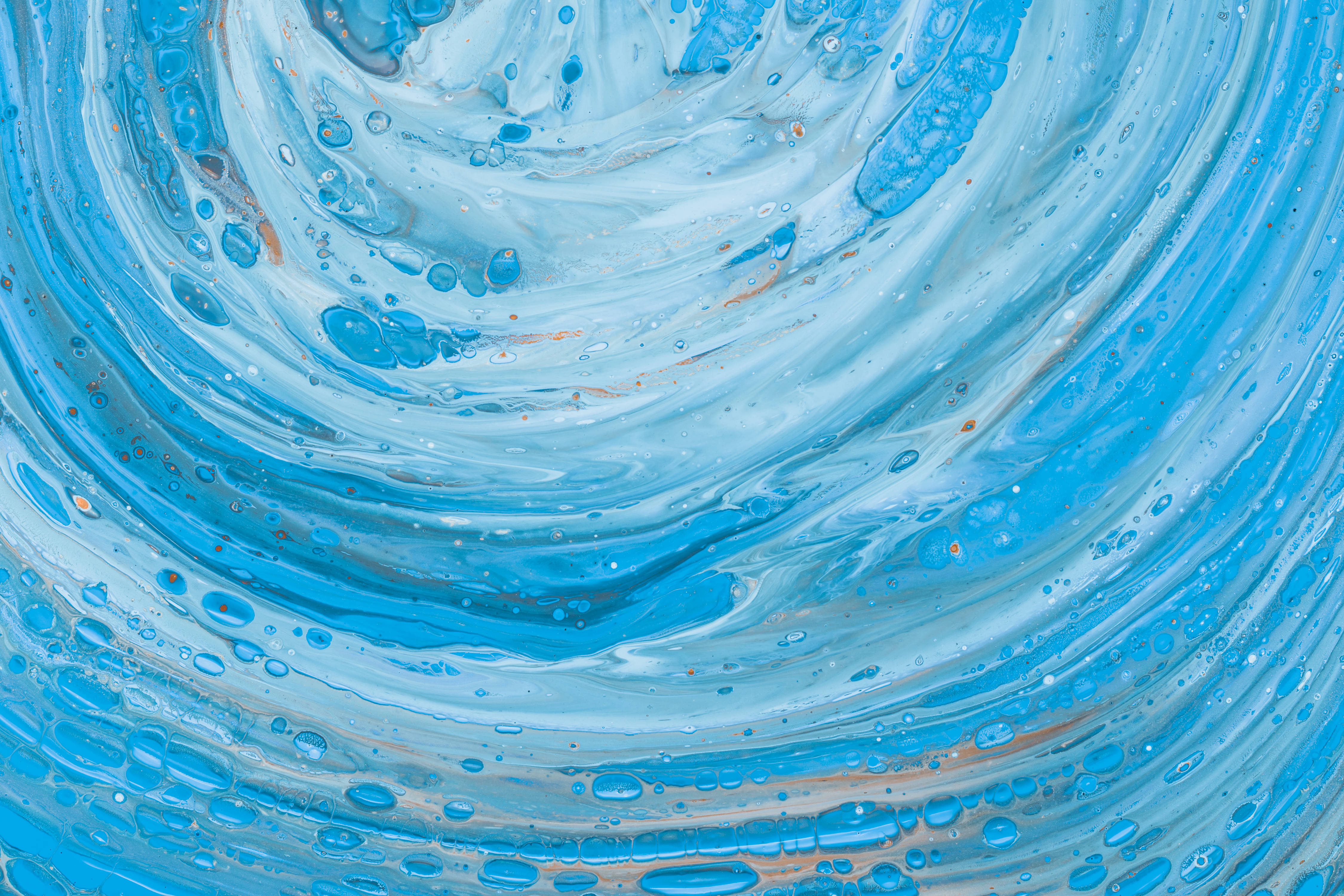 blue abstract, swirling blue, white paint, 4K Desktop Wallpaper