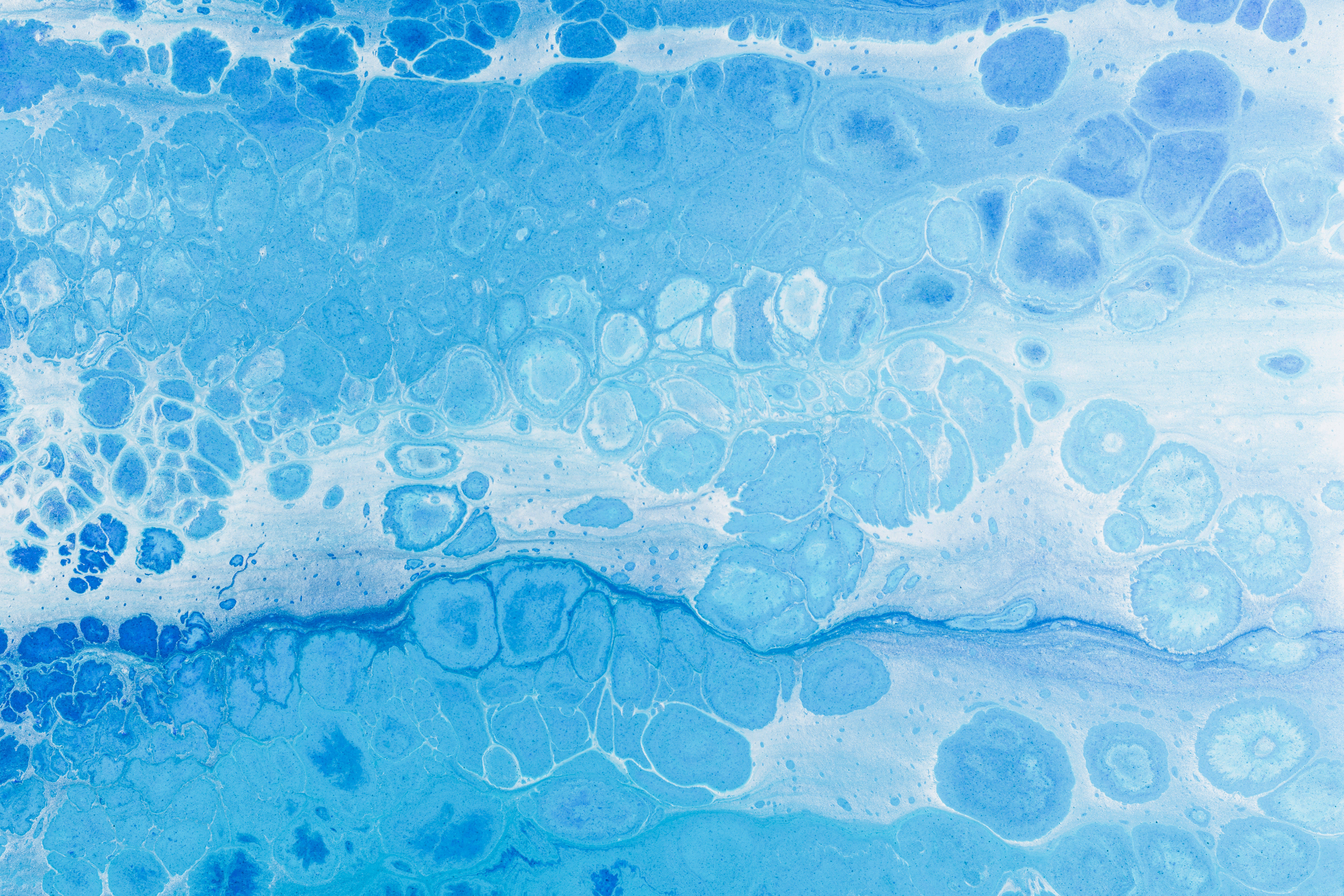white and blue abstract painting, blue, white, 5K Desktop Wallpaper