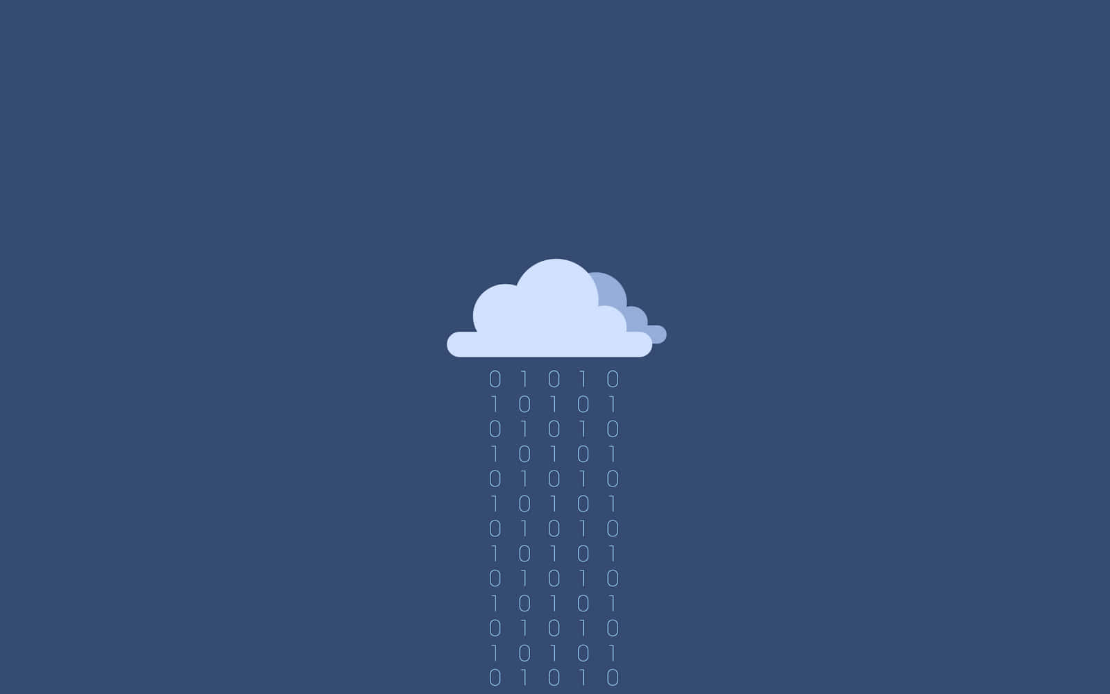 cloud icon, binary code, solid blue background, HD Desktop Wallpaper