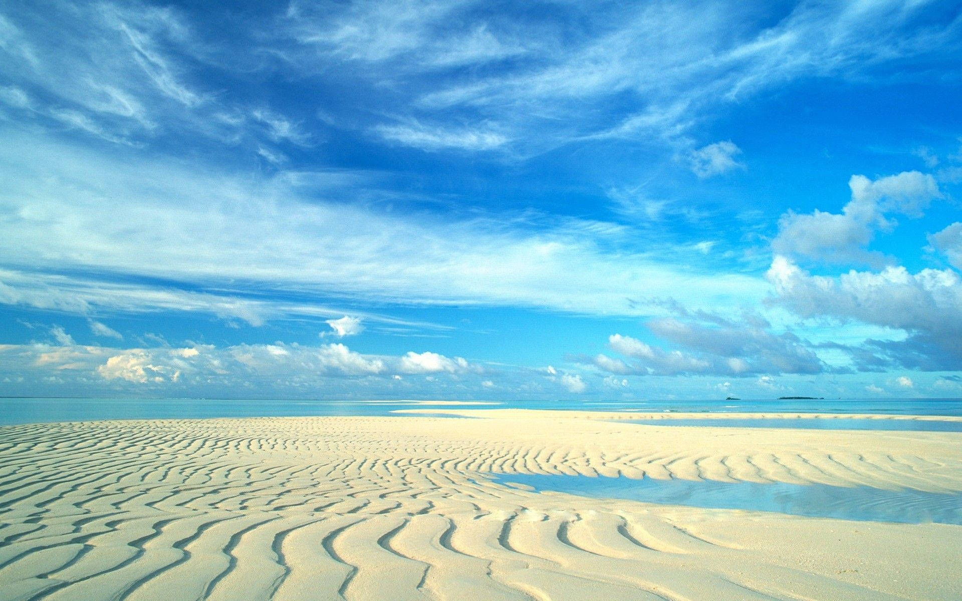 Blue Aesthetic Desktop, turquoise water, vibrant blue sky, Full HD Desktop Wallpaper