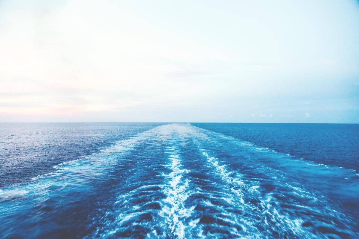 blue aesthetic desktop, ocean vista, ship's wake, SD Desktop Wallpaper
