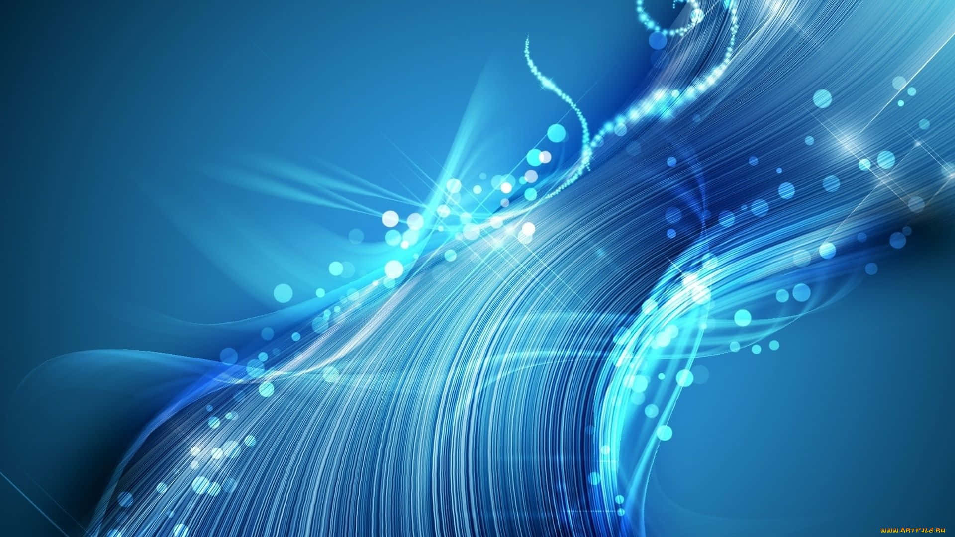 blue light trails, glowing particles, gradient blue background, Full HD Desktop Wallpaper
