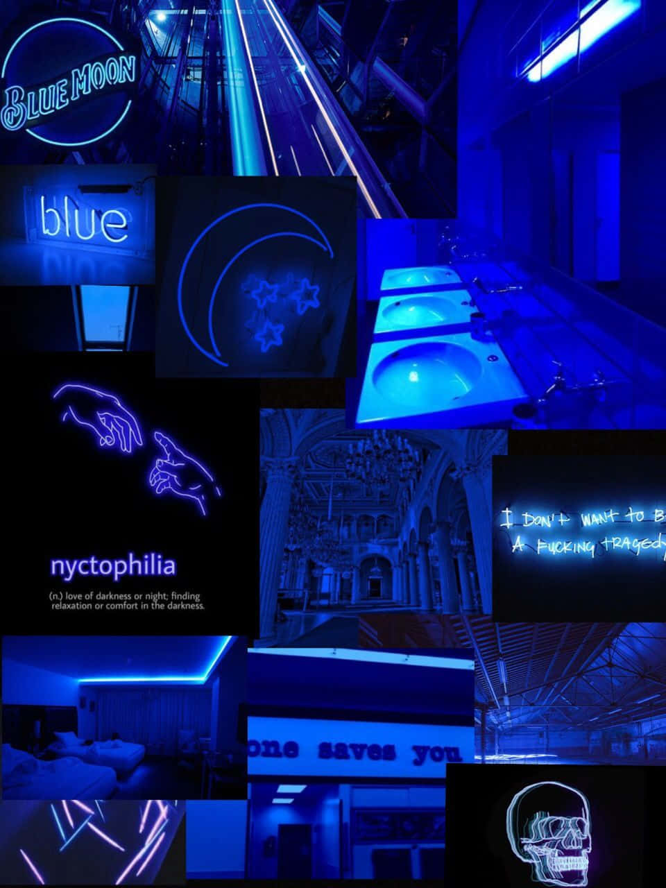 Blue Aesthetic Neon, neon blue, glowing signs, HD Phone Wallpaper