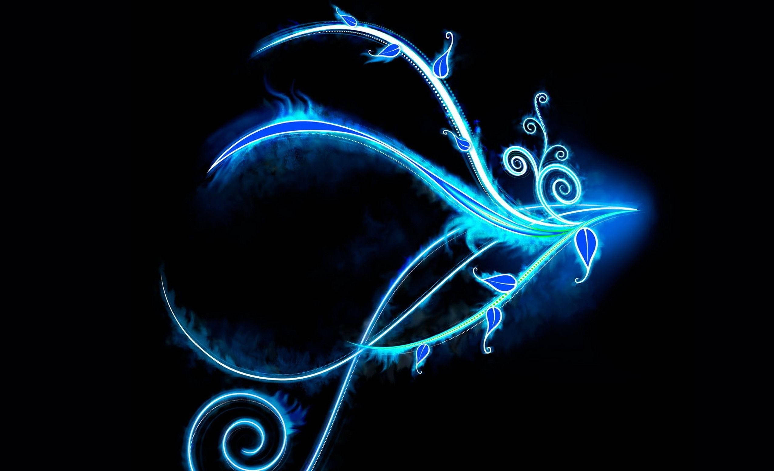neon blue, vibrant neon blue, glowing vines, Full HD Desktop Wallpaper