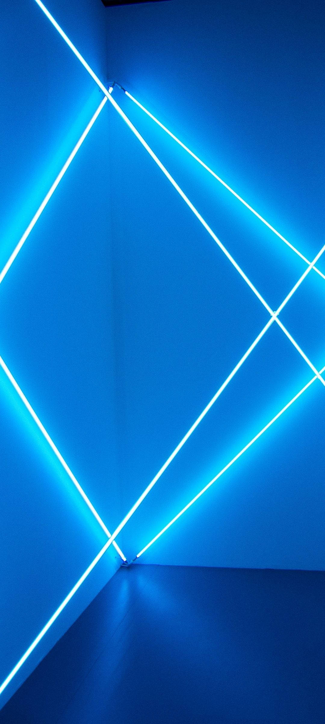 neon tubes, geometric lines, deep blue walls, Full HD Phone Wallpaper