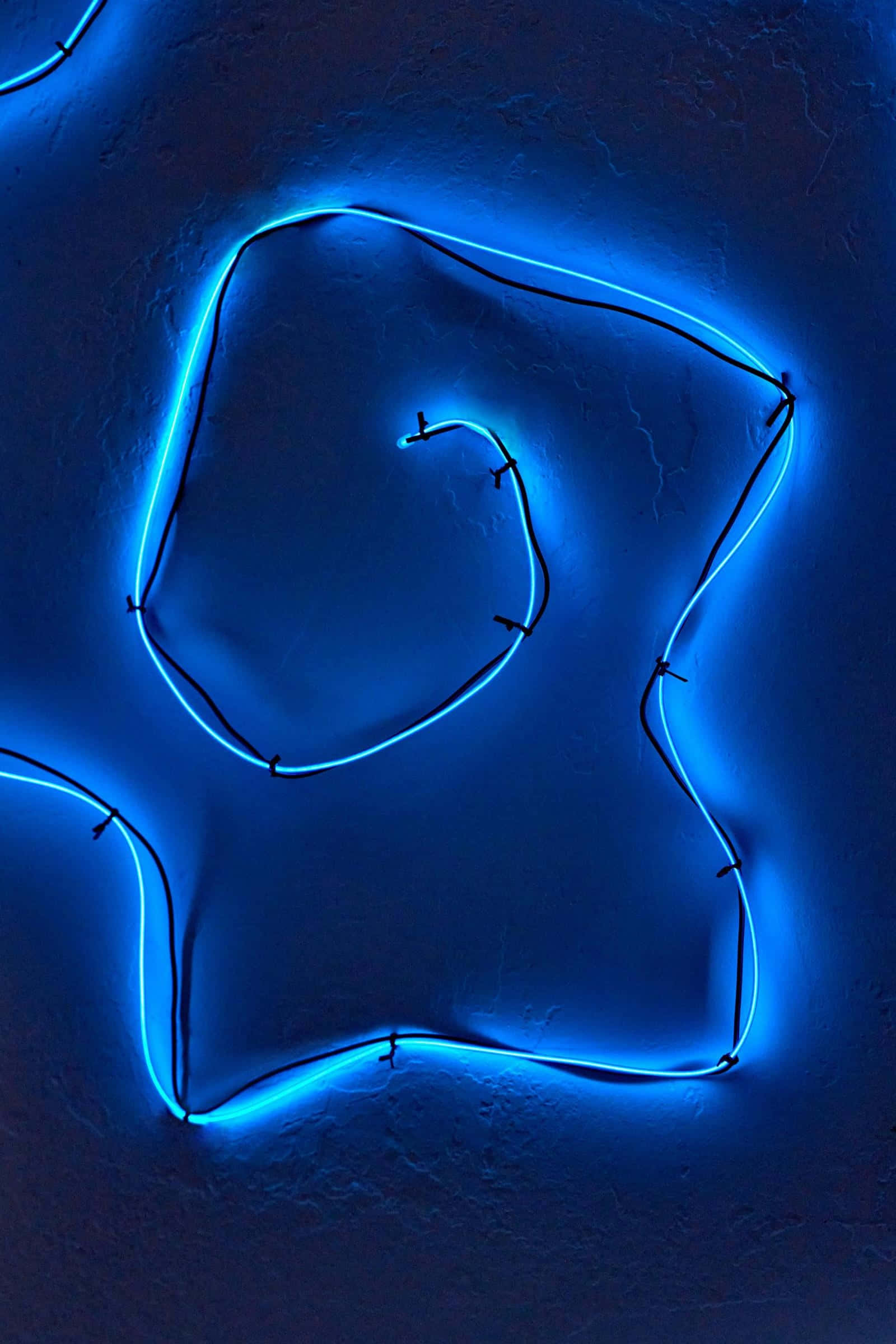 electric blue neon light, star, dark textured wall, Full HD Phone Wallpaper