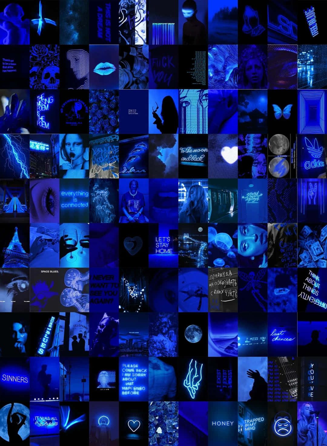 neon blue aesthetic, collage, neon lights, HD Phone Wallpaper