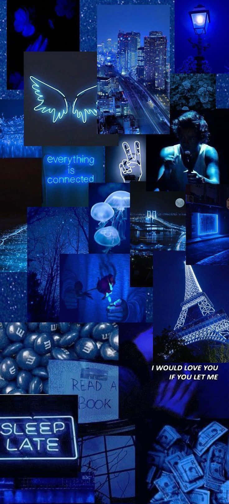 Blue Neon Aesthetic, neon signs, jellyfish, HD Phone Wallpaper