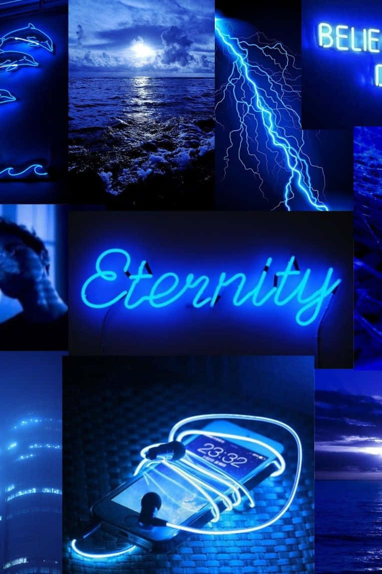 blue neon aesthetic, neon signs, ocean, SD Phone Wallpaper