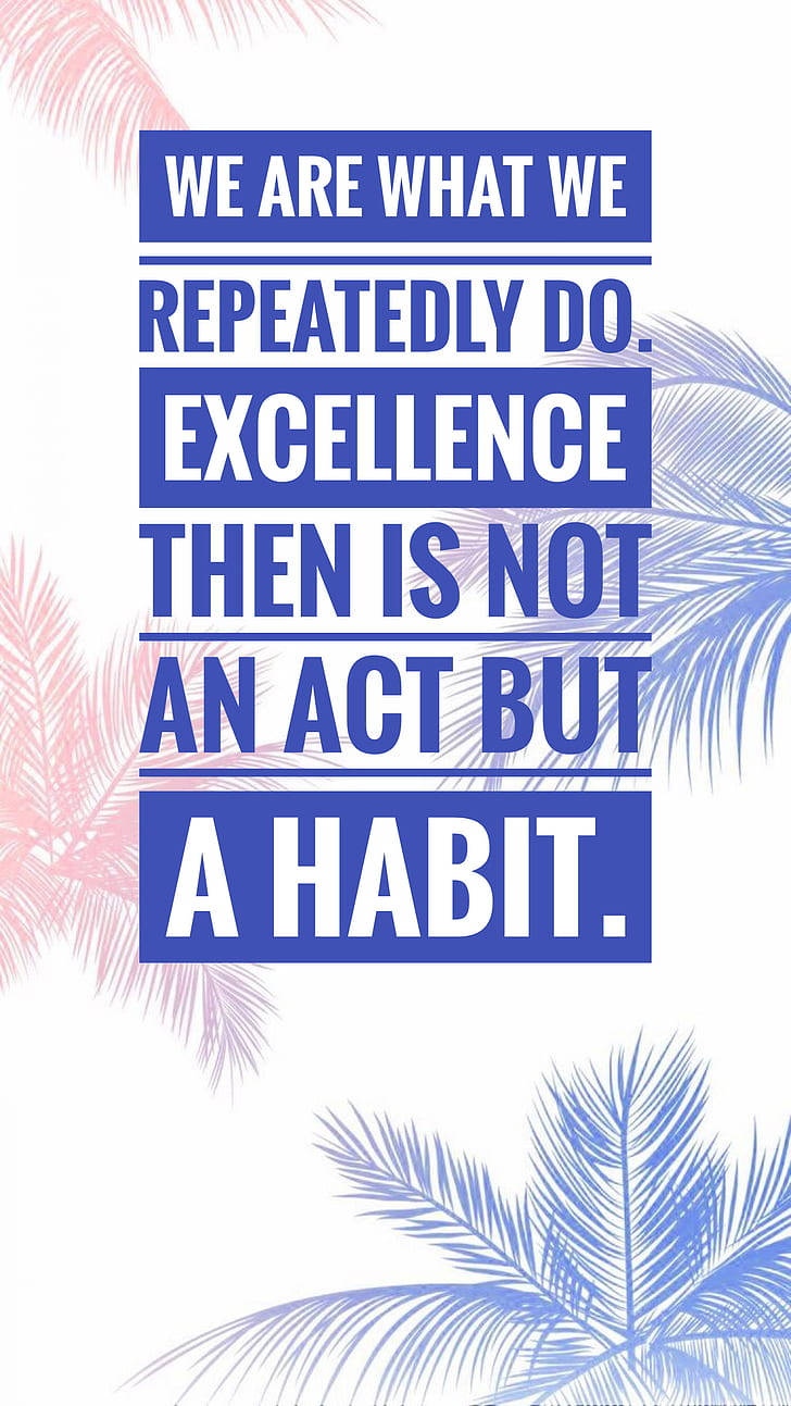 We are what we repeatedly do. Excellence then is not an act but a habit, blue text, white background, HD Phone Wallpaper