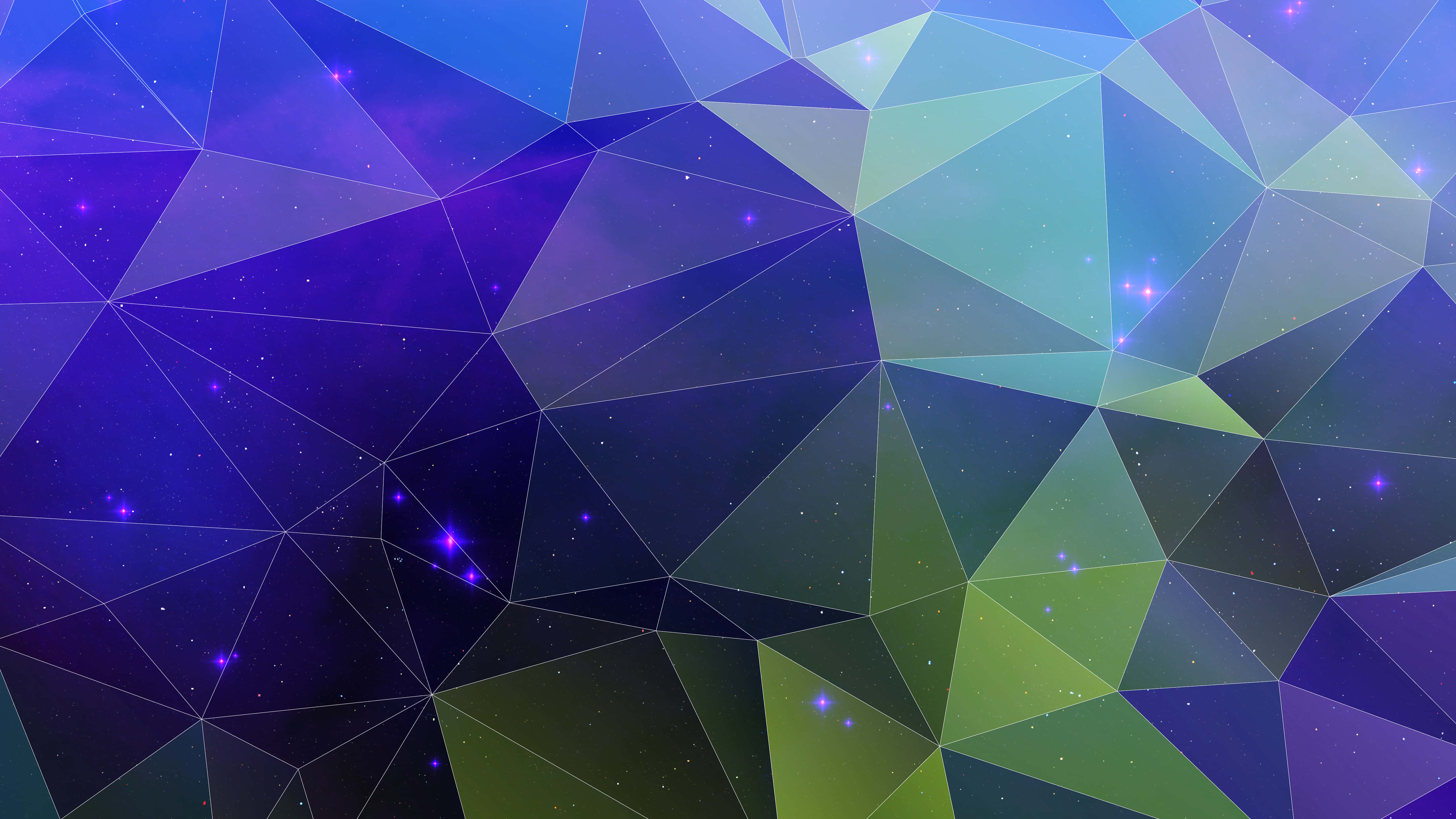 hyperbolic geometry, glowing stars, vibrant gradient, 5K Desktop Wallpaper