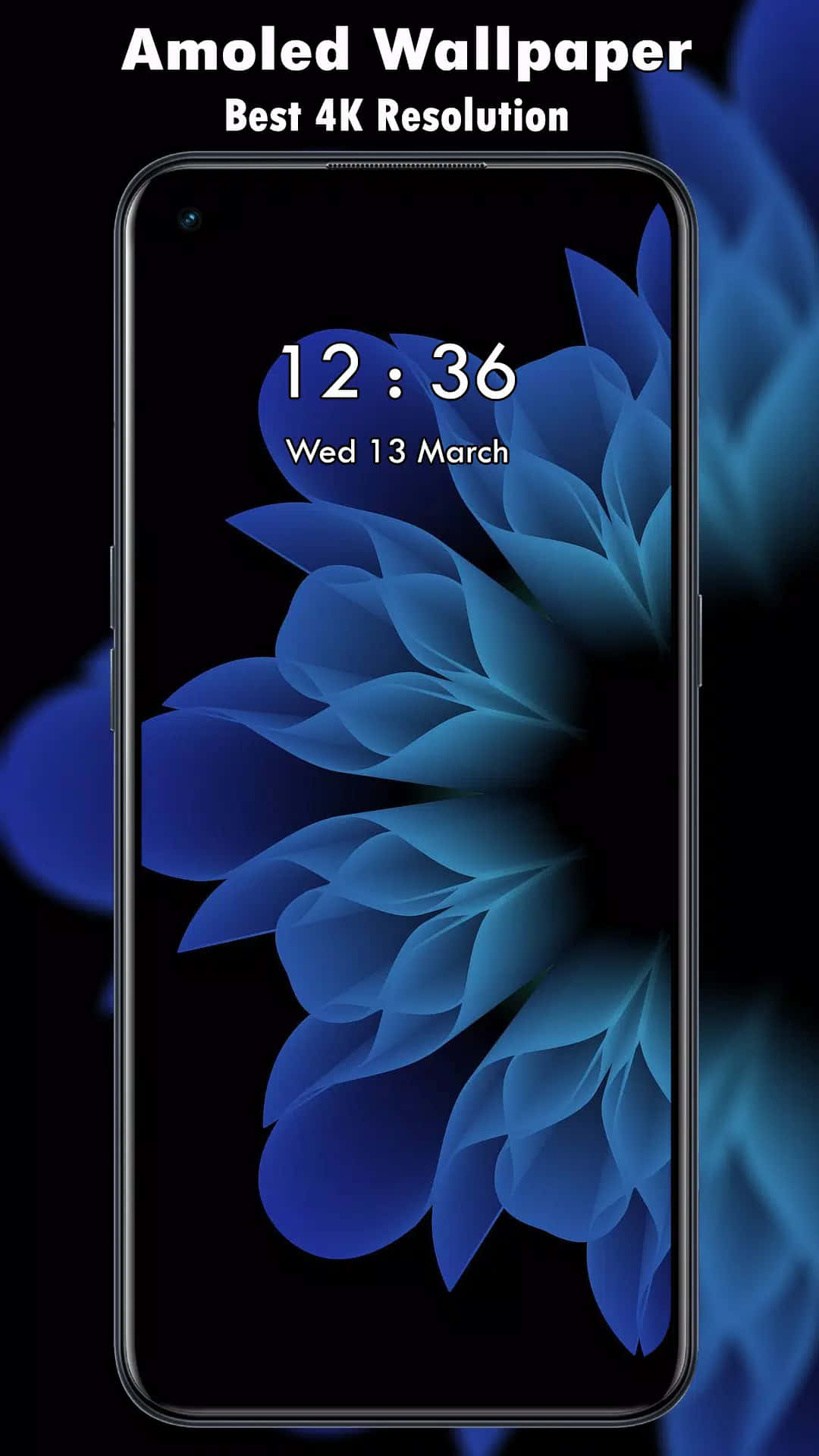 Blue Amoled, 1080 x 1920, abstract flower wallpaper, Full HD Phone Wallpaper