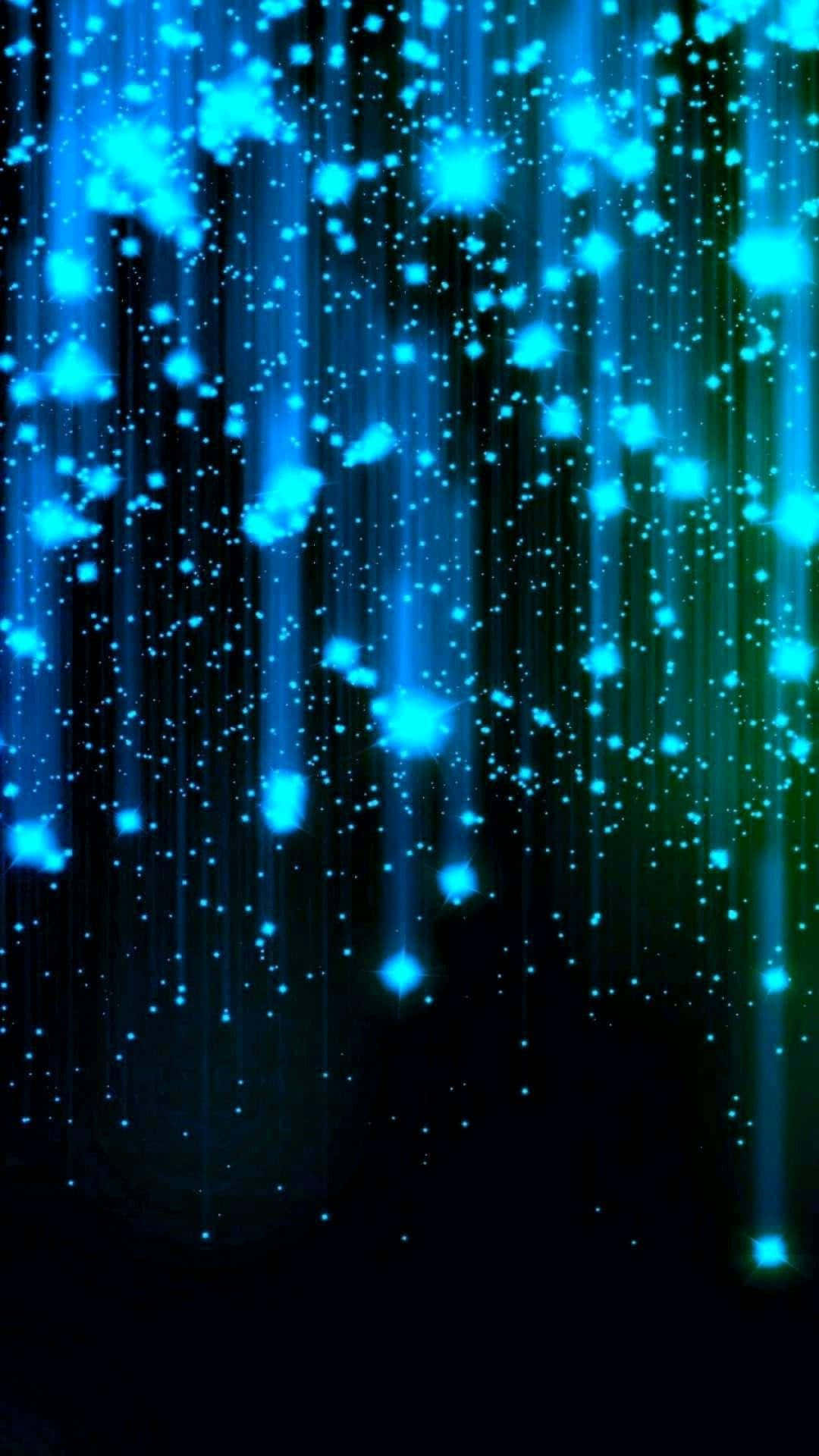 Blue Amoled, vibrant blue glowing particles, digital rain, Full HD Phone Wallpaper