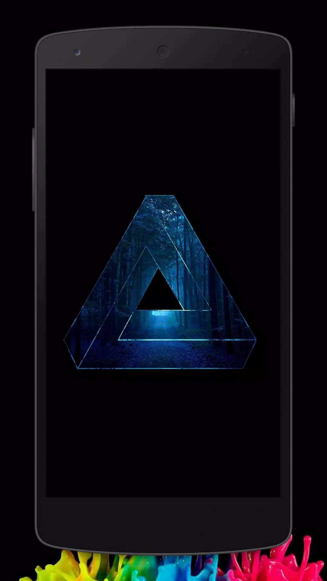 blue amoled, amoled device, glowing blue impossible triangle, Full HD Phone Wallpaper