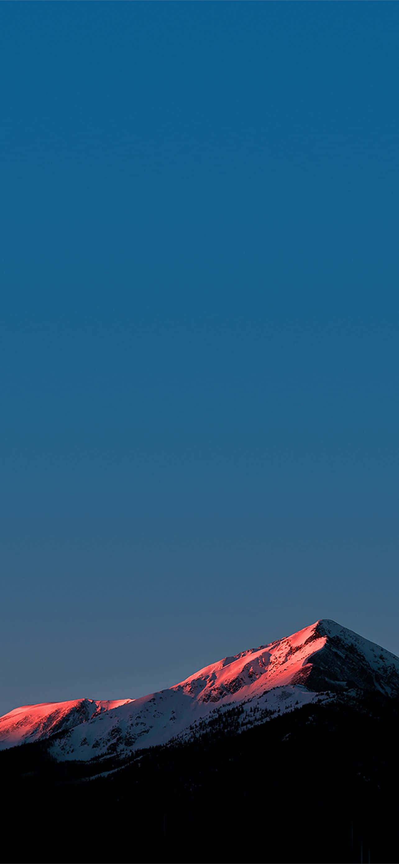 Blue Amoled, deep blue twilight sky, snowcapped mountain peak, 2K Phone Wallpaper