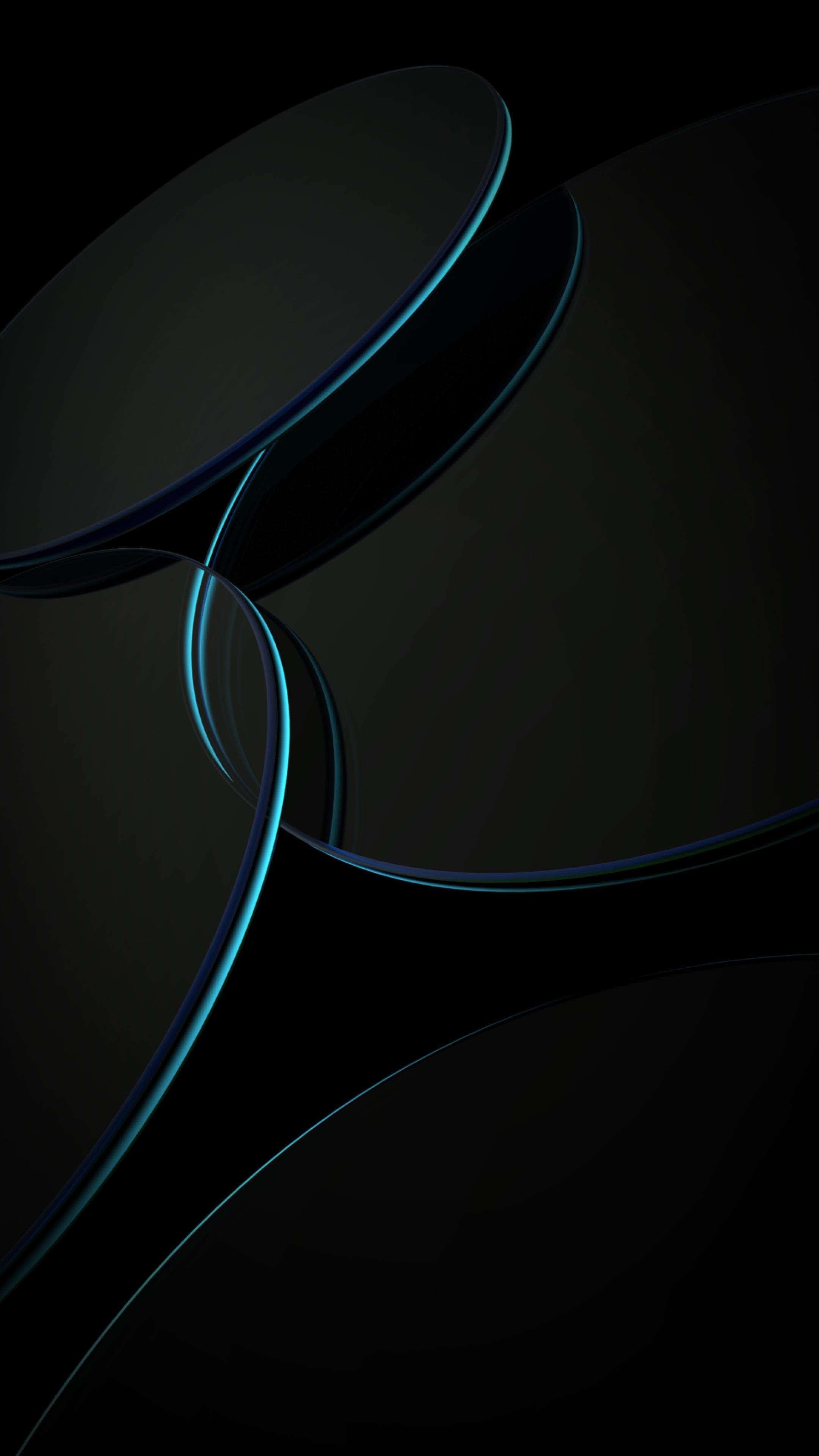 Blue AMOLED, dark teal, glowing curves, 4K Phone Wallpaper