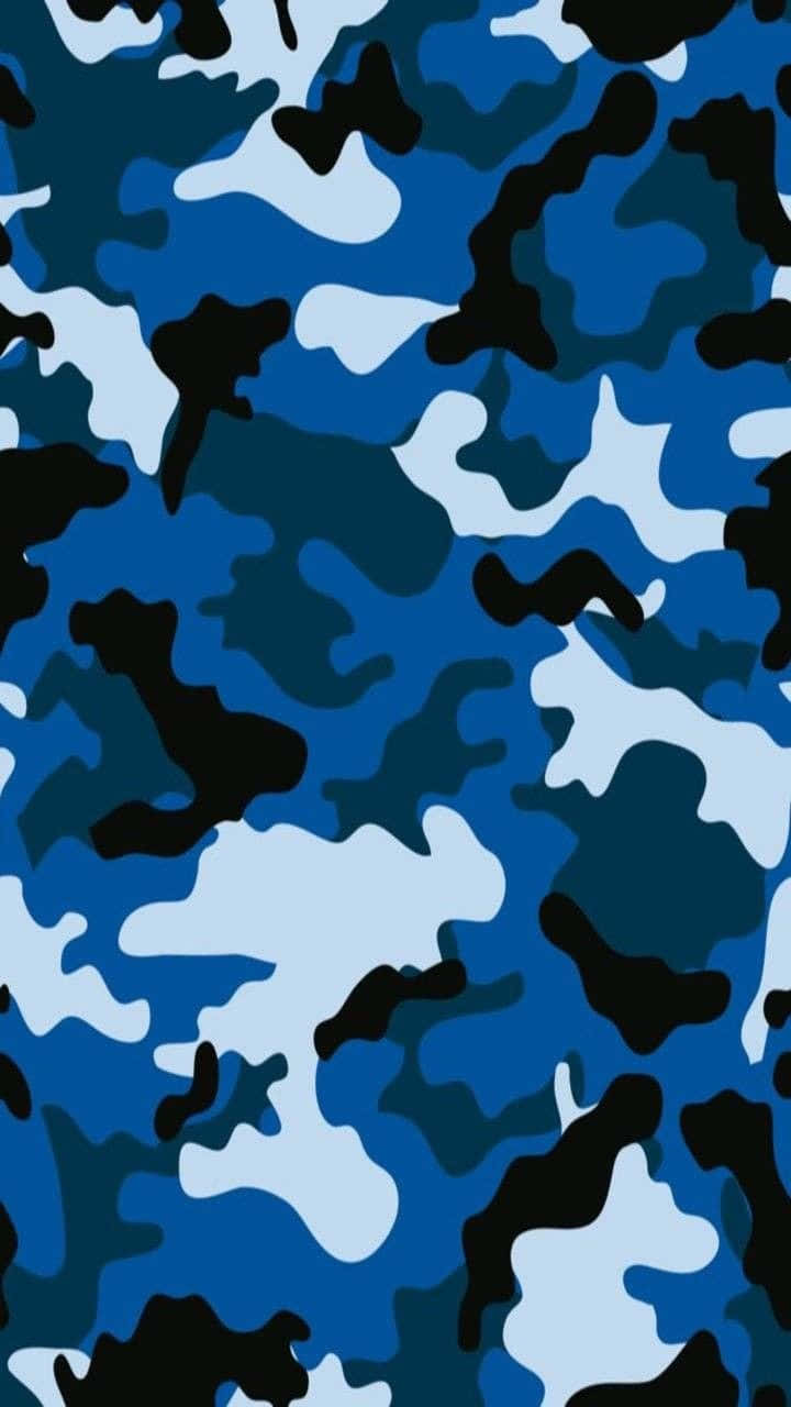 blue camo, blue camouflage pattern, black, HD Phone Wallpaper