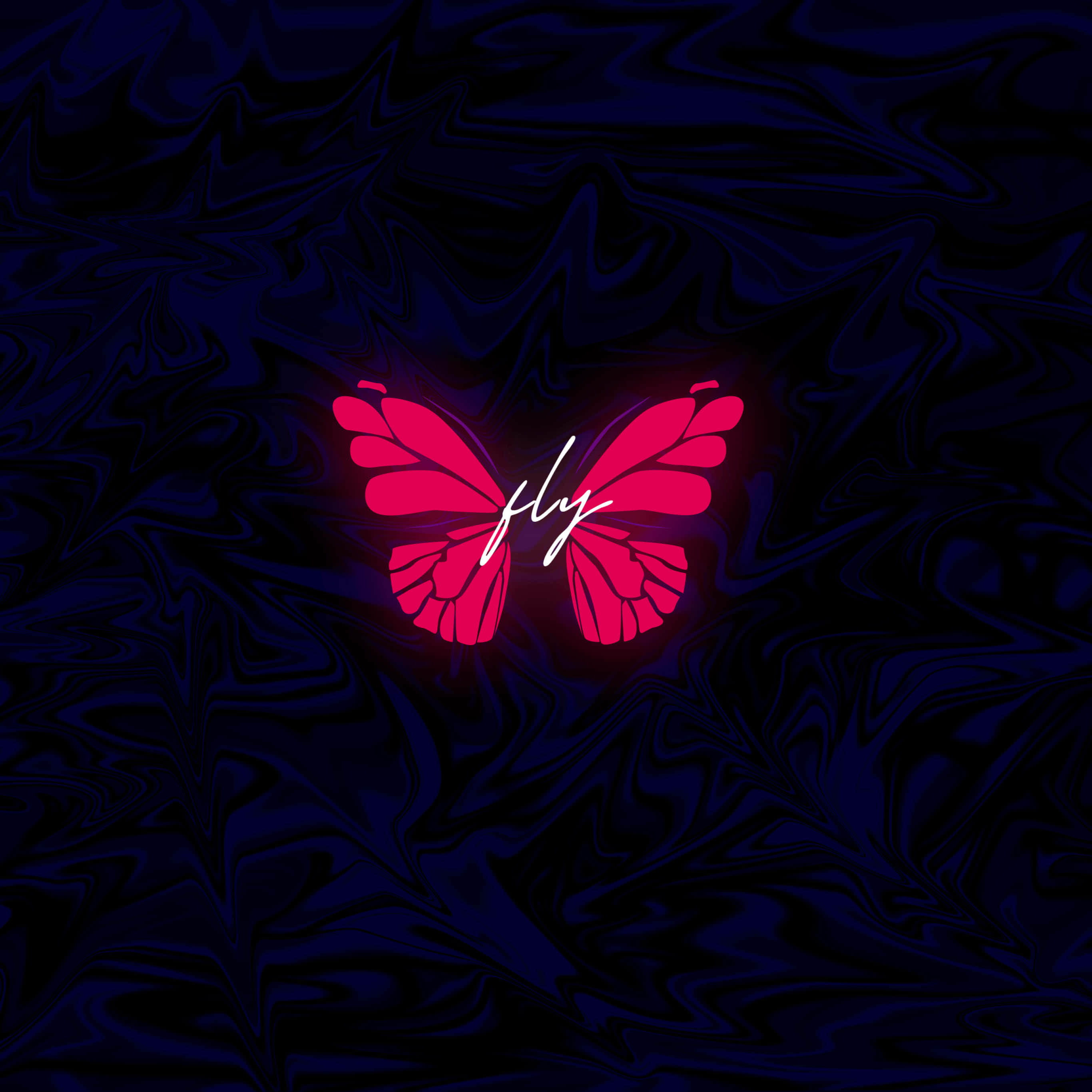 blue amoled, pink butterfly, white script, 2K Desktop Wallpaper