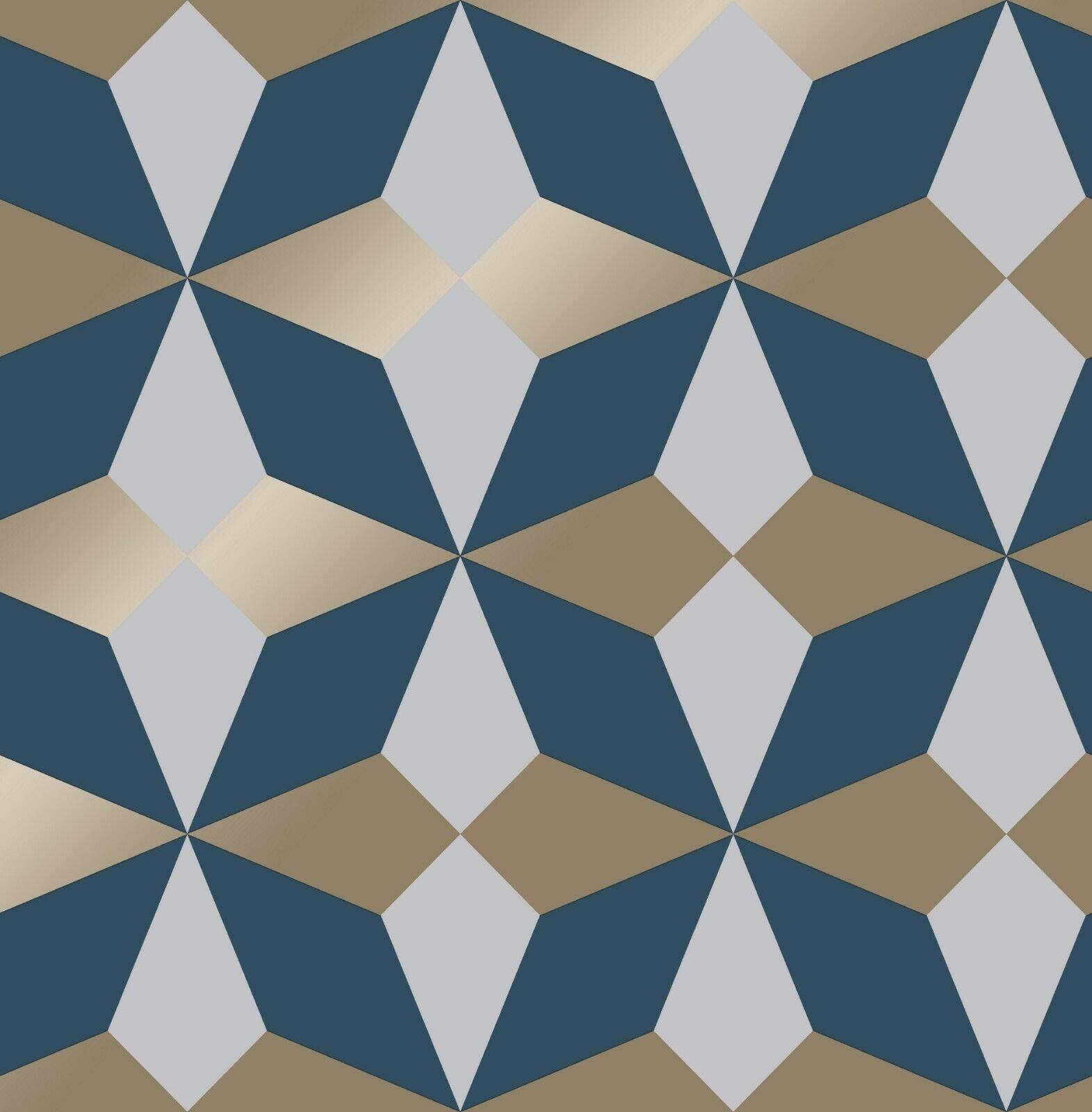 blue and gold patterns, interlocking diamonds, blue beige, HD Phone Wallpaper