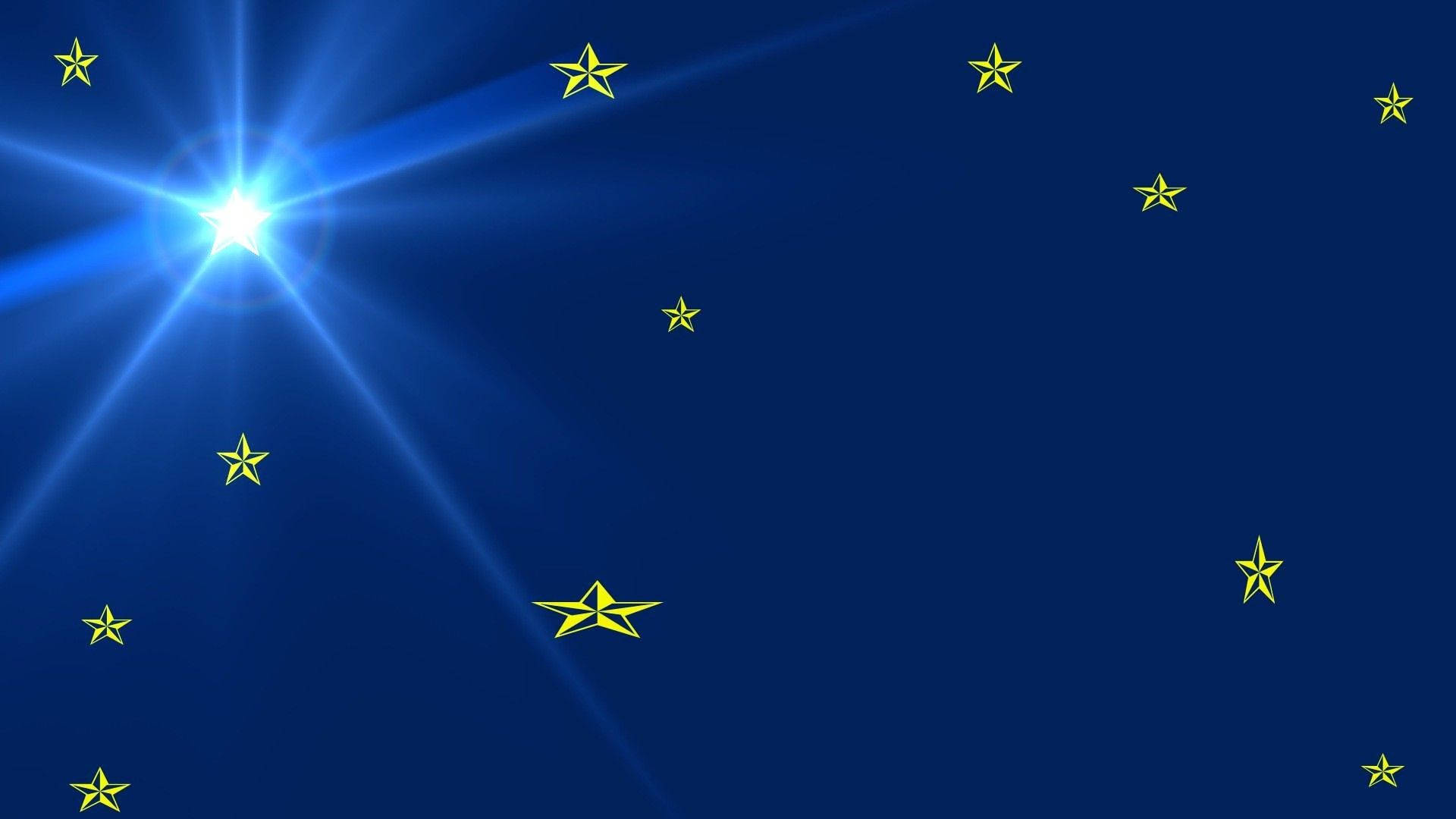 Blue And Gold, blue starburst, golden stars, Full HD Desktop Wallpaper