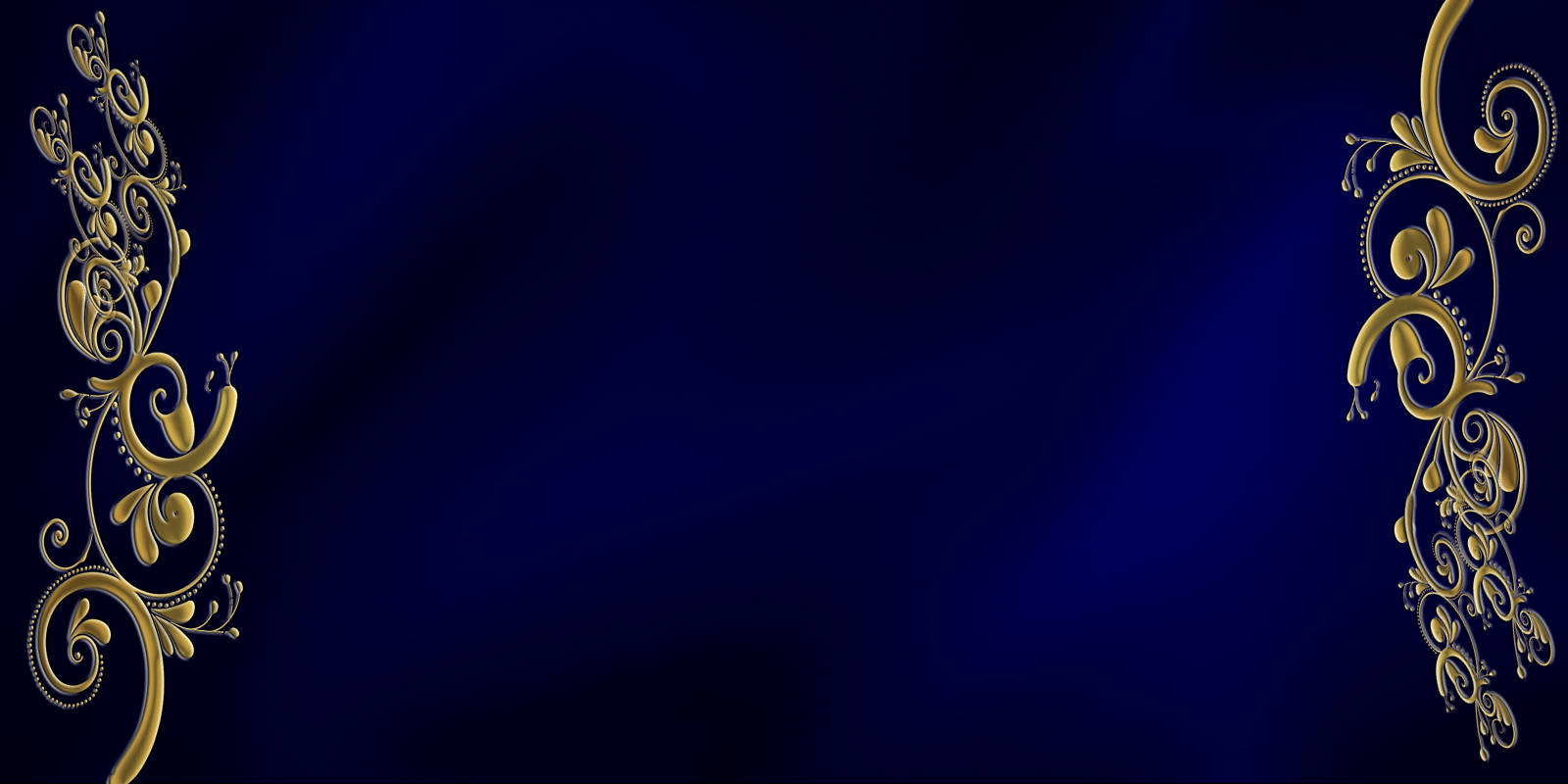 Blue And Gold, golden ornate flourishes, deep blue gradient background, HD Desktop Wallpaper