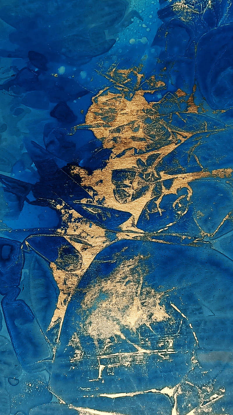 gold splatters, blue swirls, shimmering gold leaf, HD Phone Wallpaper