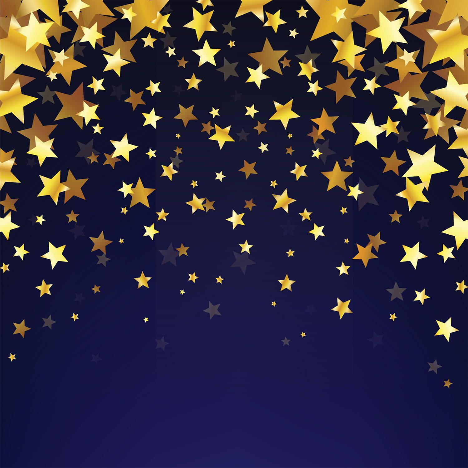 Blue And Gold Stars Art, golden stars, deep blue gradient background, HD Desktop Wallpaper
