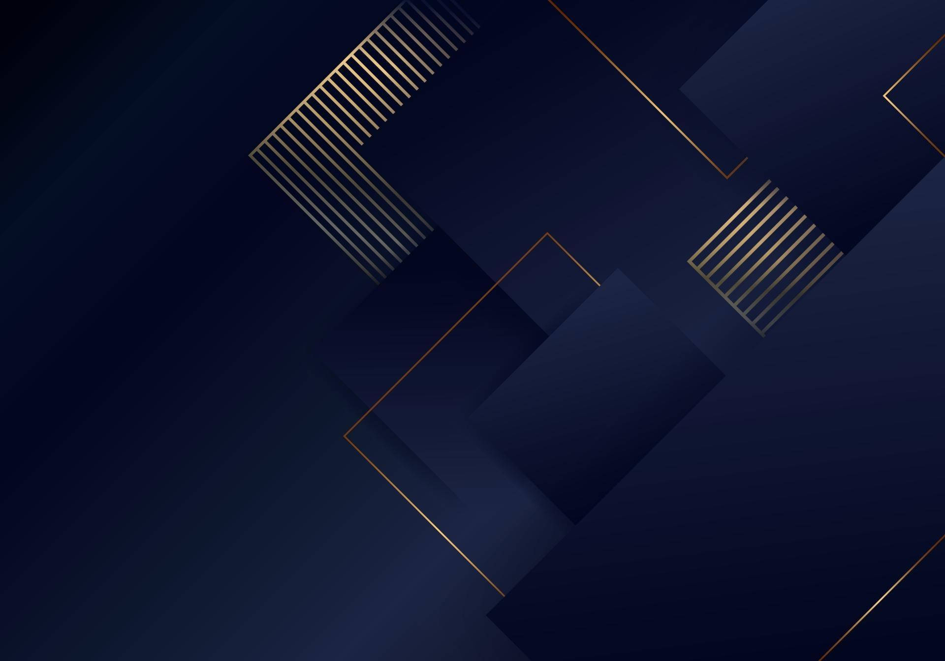 Blue And Gold, dark blue background, glowing gold geometric lines, Full HD Desktop Wallpaper
