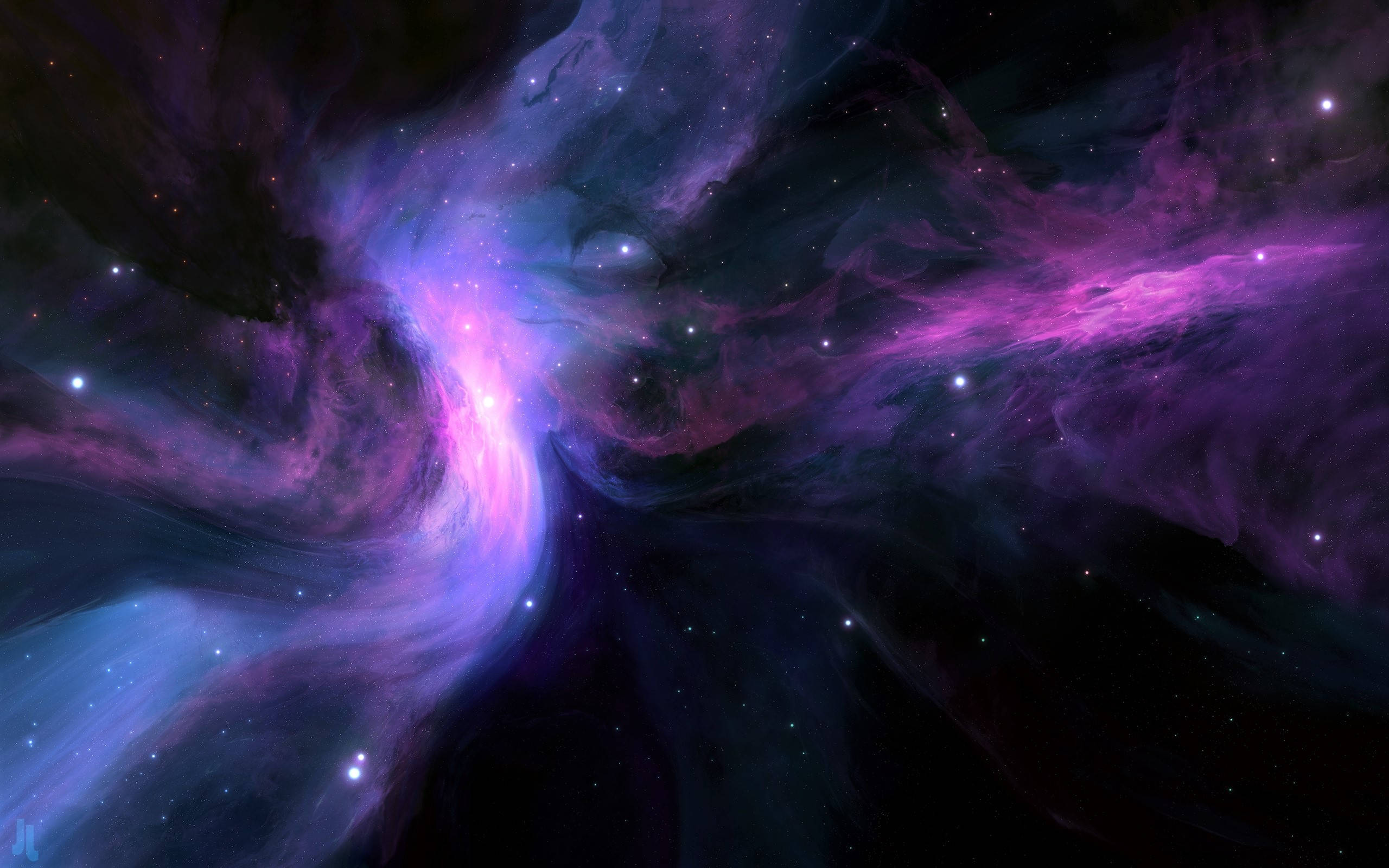 Blue And Purple Galaxy, dark space, vibrant purple, 2K Desktop Wallpaper