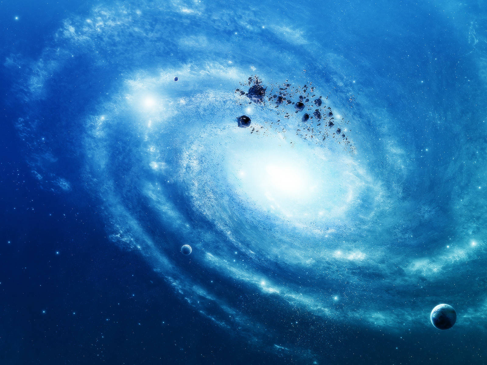 Pretty Galaxy Blue, spiral galaxy, blue nebulae, HD Desktop Wallpaper