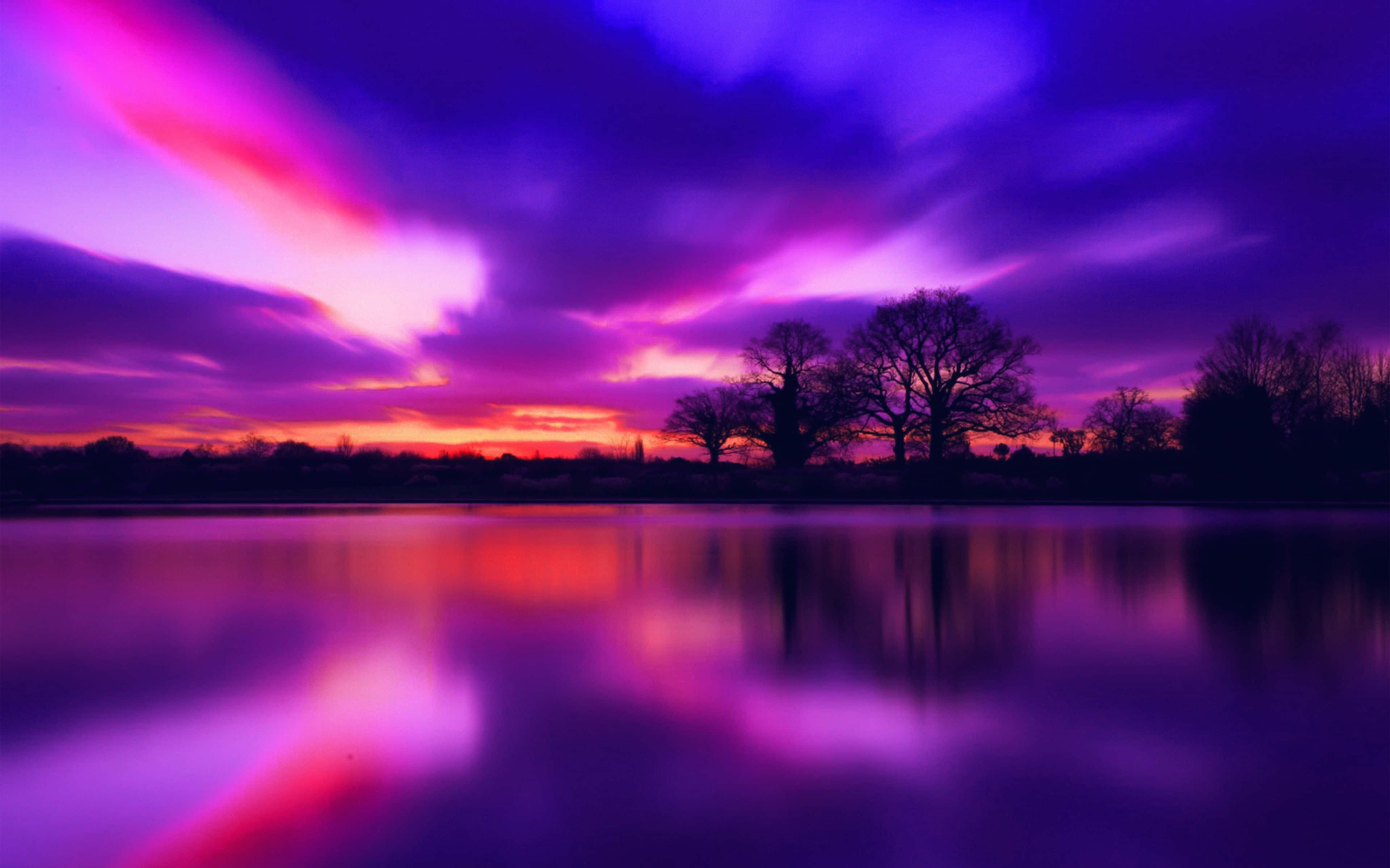 twilight sky, vibrant purple, pink clouds, 4K Desktop Wallpaper