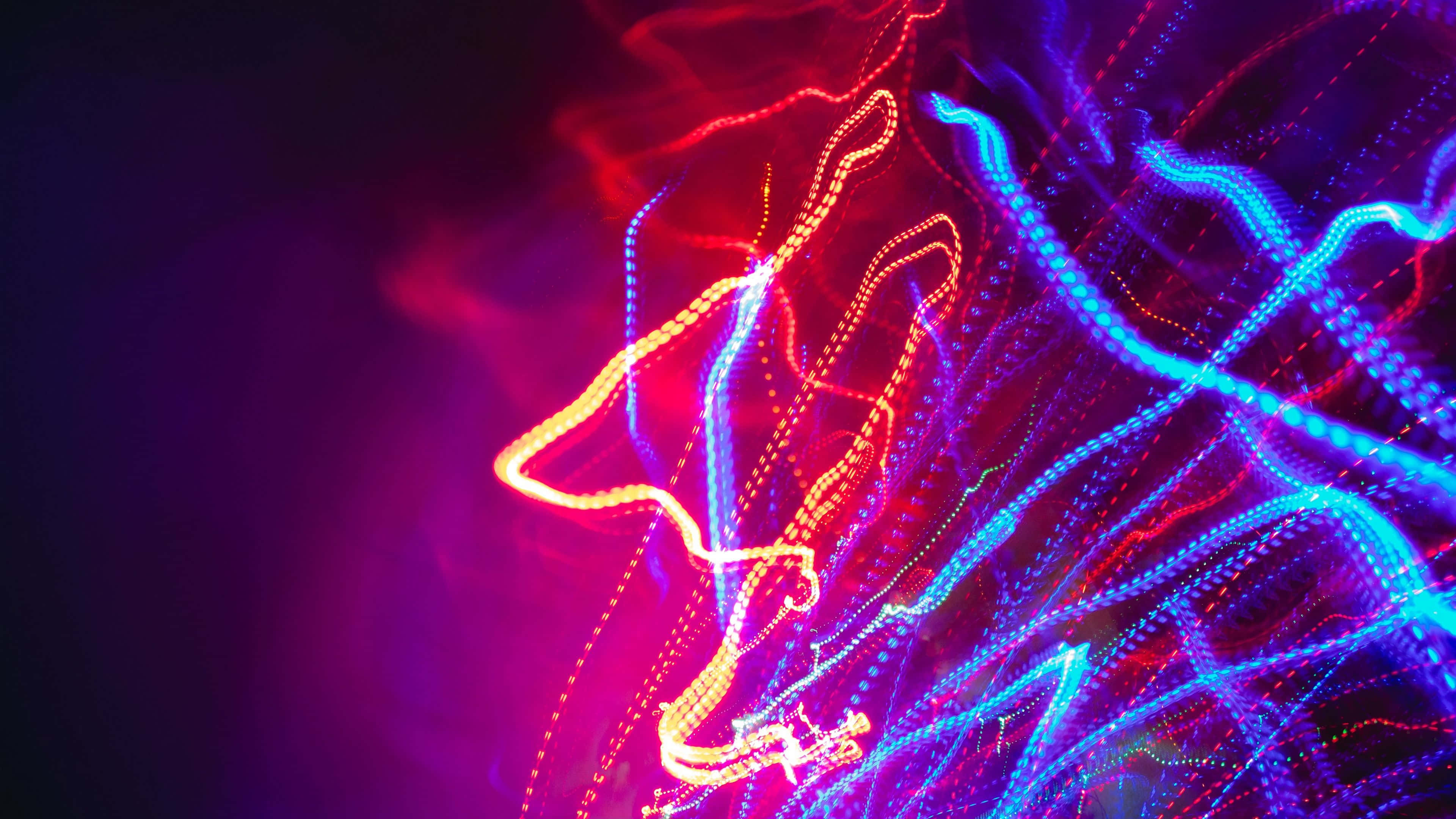blue and purple, vibrant red and blue light trails, deep purple night sky, 4K Desktop Wallpaper