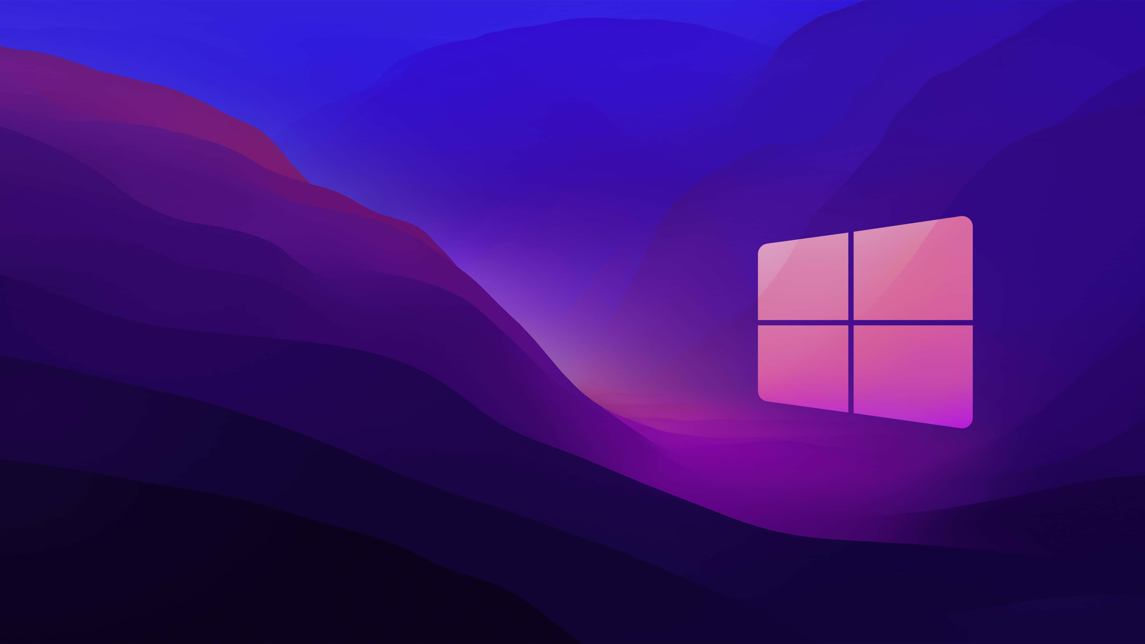 Windows logo, purple mountains, gradient twilight sky, 4K Desktop Wallpaper