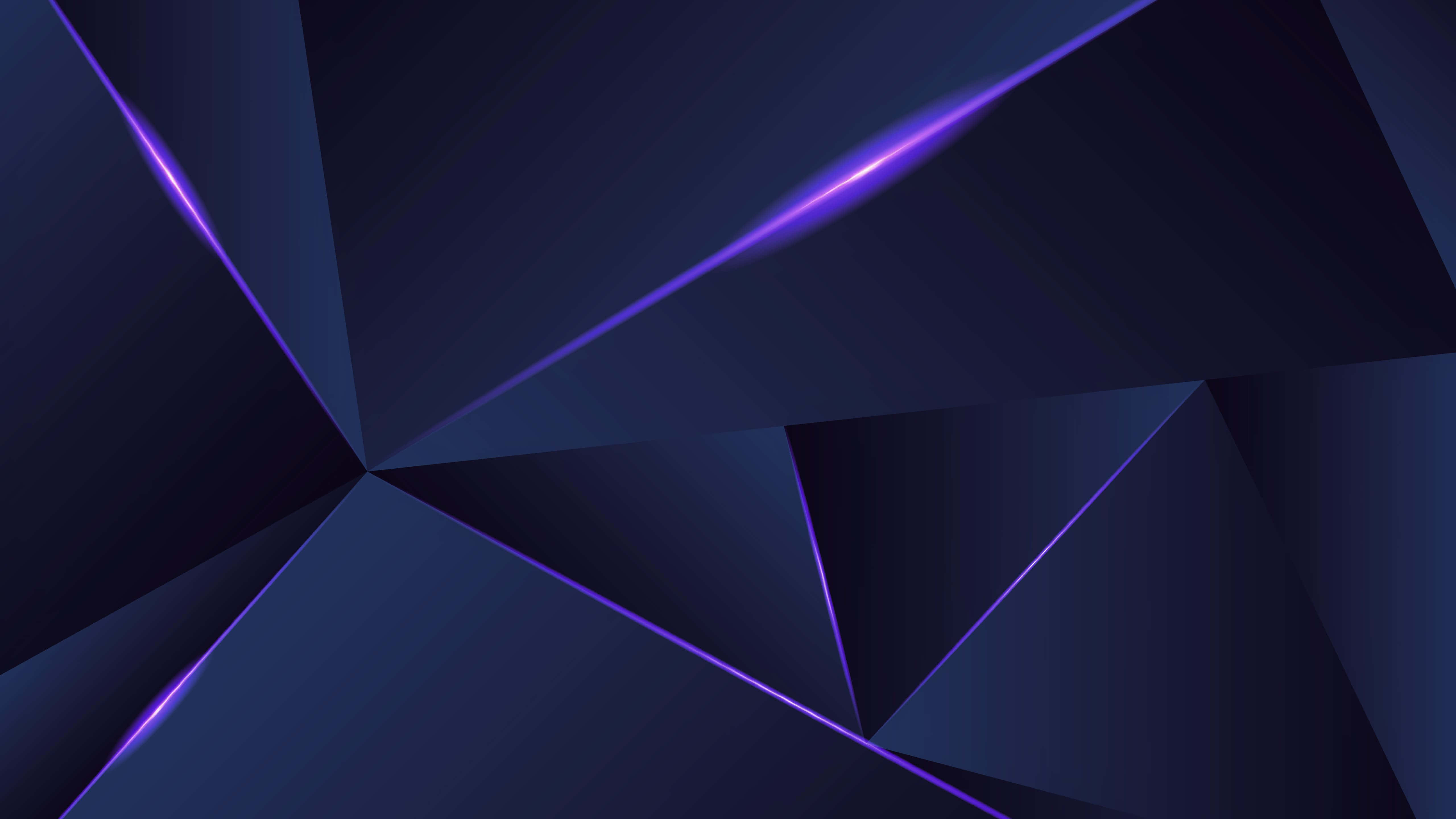 Blue And Purple Swirls Collide, dark blue facets, glowing purple neon lines, 5K Desktop Wallpaper