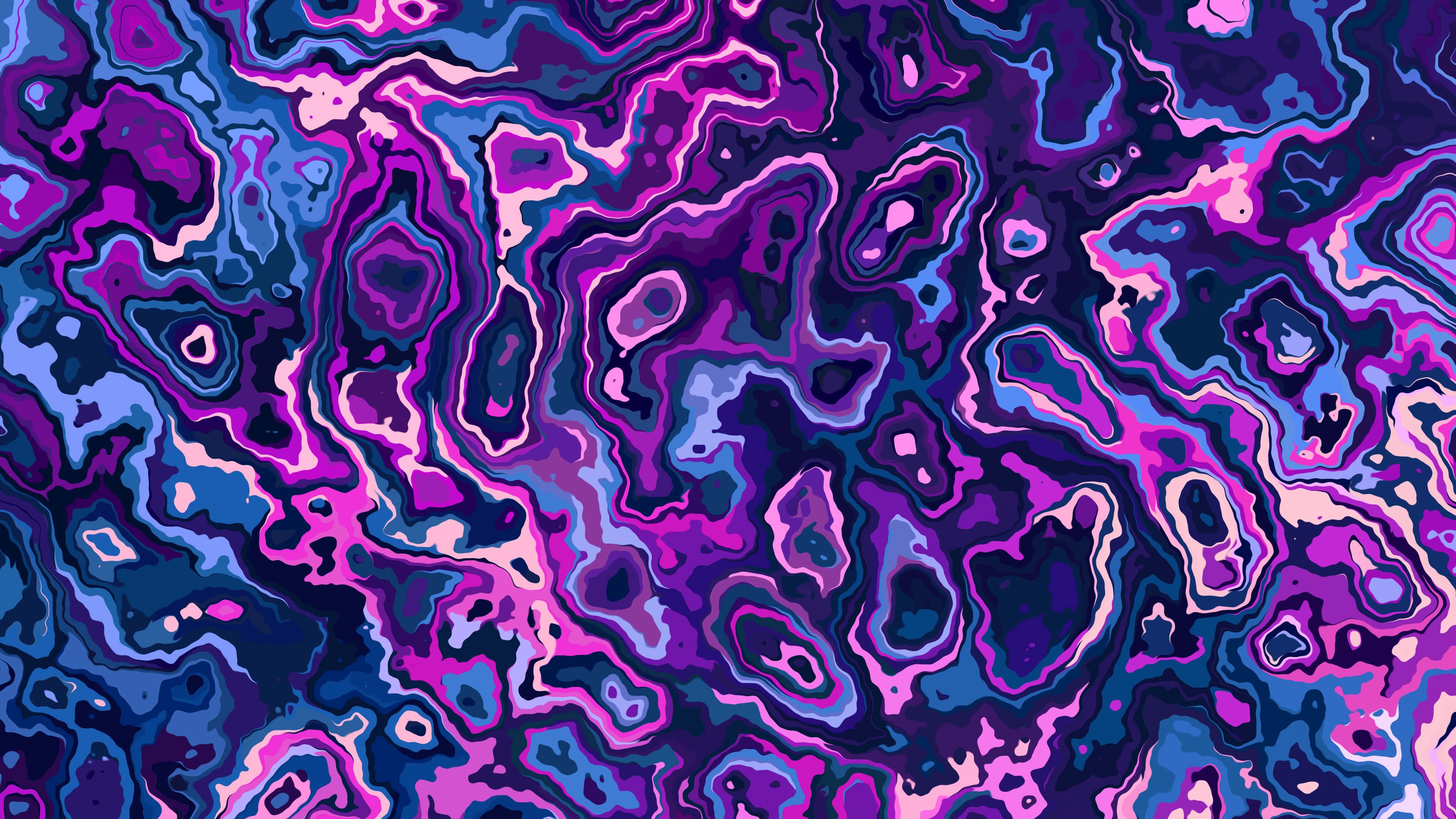 Psychedelic Blue And Purple, vibrant abstract swirls, purple pink and blue, 4K Desktop Wallpaper