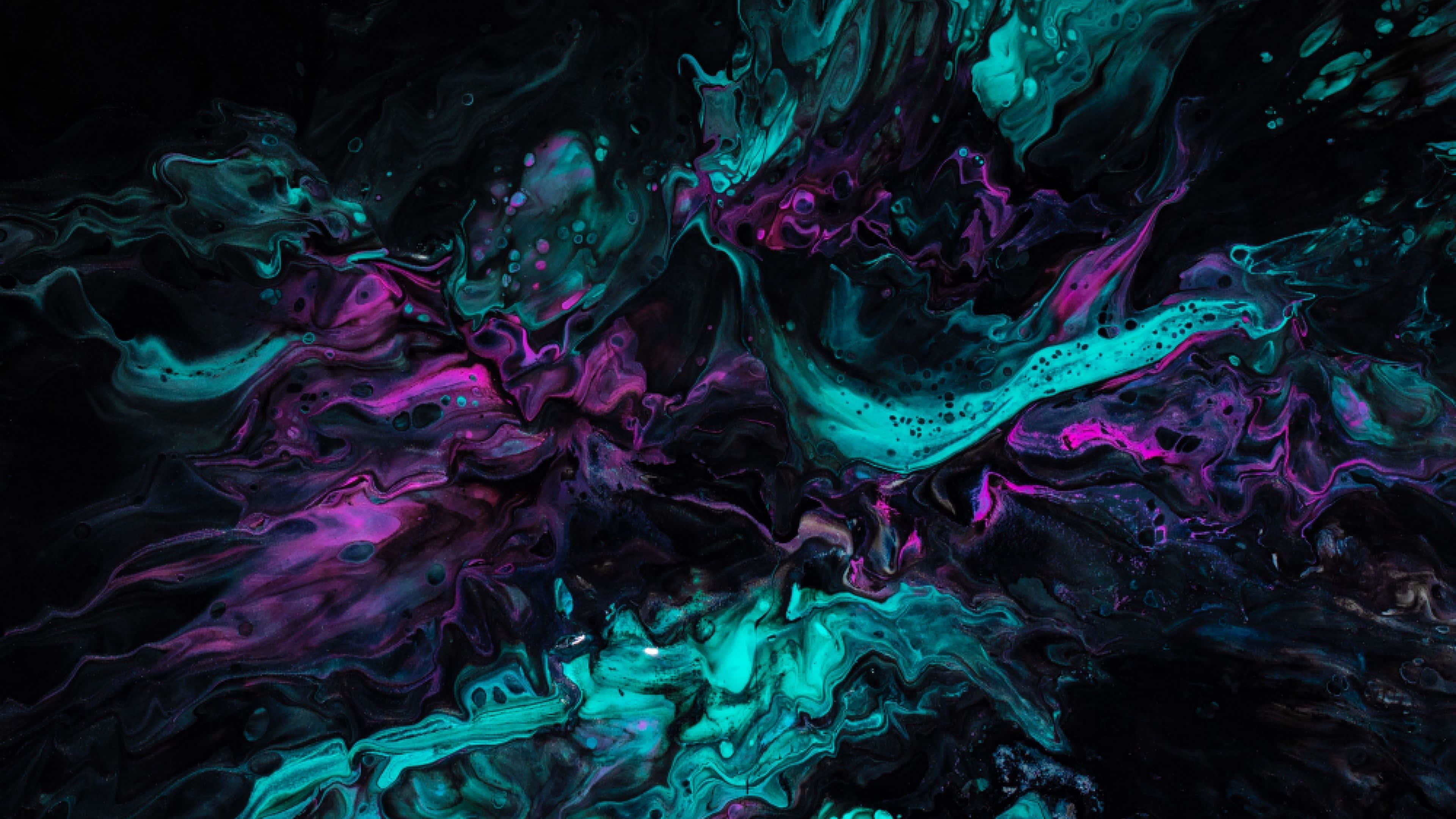 teal, magenta, black background, 4K Desktop Wallpaper
